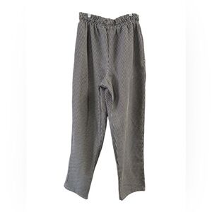 Black and white plaid straight leg chef pants